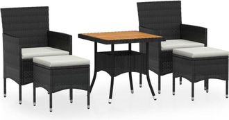 vidaXL Set Comedor Jard&iacute;n 5 Pzas Rat&aacute;n Sint&eacute;tico Y Madera Acacia Negro Vidaxl