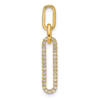 Diamond2Deal 14k Yellow Gold Polished 1/6 carat Diamond Paperclip Link Pendant