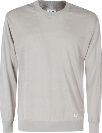 C.P. Company Gray Flax Ribbed-Trim Linen Sweater