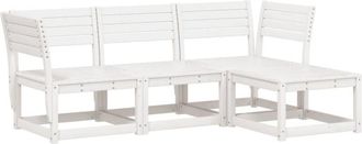 vidaXL 4 Piece Garden Lounge Set White Solid Wood Pine Vidaxl