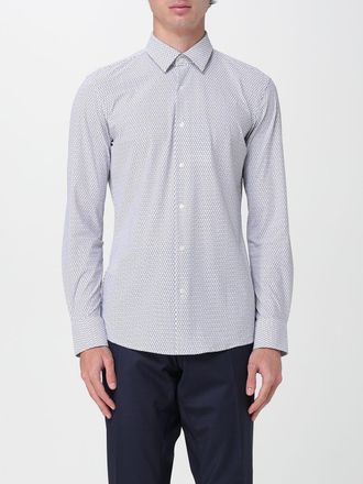 HUGO BOSS Mens Slim Fit Geometric Print Shirt - White Cotton - Size EU 42 (Mens)