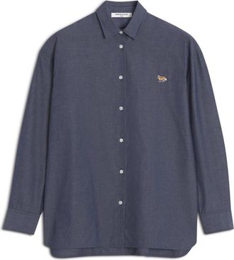 Maison Kitsun&eacute; Licht Chambray Casual Overhemd - Dames - Overhemden - Blauw - S - Katoen - Overhemden