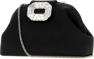 Amina Muaddi Blacksilver Clutch