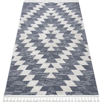 RugsX Alfombra Sevilla Z250a Diamantes Azul / Gris Franjas Bereber Marroqu&iacute; Shaggy Blue 120x170 Cm