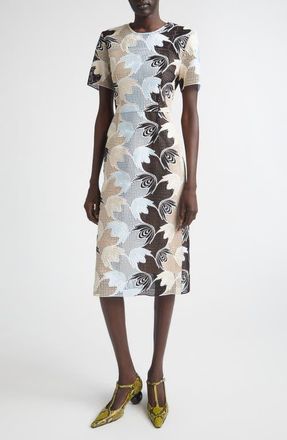 Marni Floral Embroidered Cotton Blend Sheath Dress in Riw01 Lily White at Nordstrom, Size 8 Us