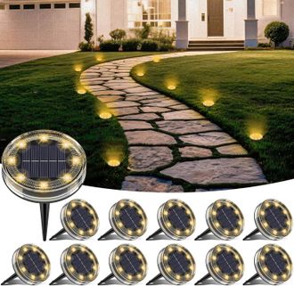 OEM Lotmos Lot De 12 Lampe Solaire Au Sol, 8 Led Lumiere Solaire Exterieur Jardin Ip68 &Eacute;tanche, Spot Solaire Ext&eacute;rieur Pour Chemins Pelouse Terrasse All&eacute;e