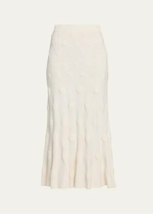 Lela Rose Pucker Dot Knit Midi Skirt