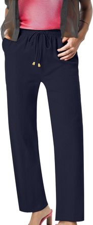 Generic Womens Trousers Elasticated Waist Straight Leg - Stretchy Work Trousers Women With Pockets - Jogger Sweatpants Baggy Wide Legpants Linenpants Summertr