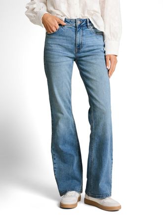 Tom Tailor Schlagjeans TOM TAILOR STELLA Bootcut, Damen, Gr. 28, L&auml;nge 32, used light stone blau denim, Denim/Jeans, Obermaterial: 99% Baumwolle, 1% Elasthan. Fu
