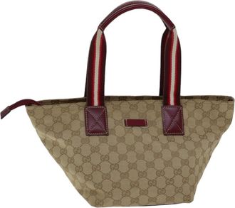 Gucci Sherry Beige Canvas Shoulder Bag (Pre-Owned)