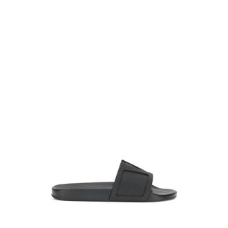 Valentino Garavani Mens Slides Logo Detail - Black Rubber - Size EU 39