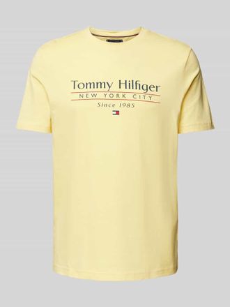 Tommy Hilfiger T-Shirt mit Label-Print in GELB, Gr&ouml;&szlig;e S