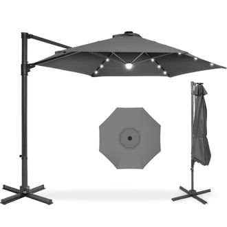 Best Choice Products 10ft 360&deg; Rotating Cantilever Easy Auto Open Patio Umbrella w/ Solar LED Lights
