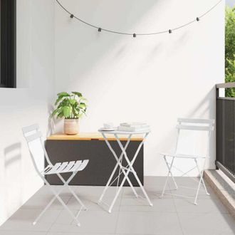 vidaXL Conjunto De Bistro Plegable 3 Pcs Blanco Acero Vidaxl