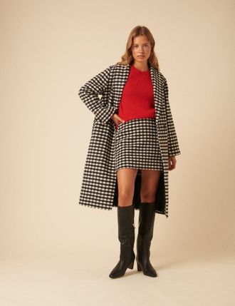 Nobody's Child Black And White Gingham Double Breasted Coat