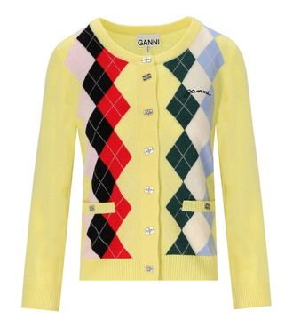 Ganni CARDIGAN A ROMBI GIALLO GANNI