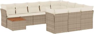vidaXL Set De Sof&aacute;s De Jard&iacute;n 11pzas Con Cojines Rat&aacute;n Sint&eacute;tico Beige Vidaxl
