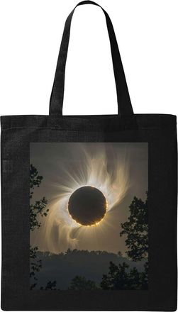 Generic Eclipse of the sun cosmic sun rays art Natural Ecological Cotton Tote Bag Black