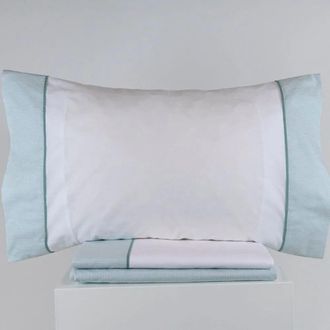 Casa da Laura S&aacute;banas 100% algod&oacute;n 180 hilos rayas verde cama 150/160 2 almohadas