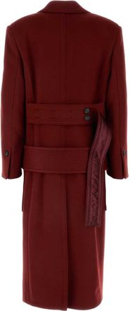 Ferragamo Womens Tiziano Red Wool Blend Coat Bordeaux Wv-Ws Rayon Lining. Cappotti