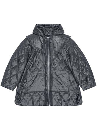 Ganni quilted puffer jacket - women - Recycled Nylon - L/XL - Blue