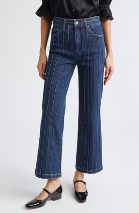 Cinq &agrave; Sept Camen Pintuck Flare Jeans in Fontaine at Nordstrom, Size 16