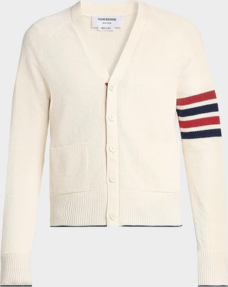 Thom Browne Men & apos;s Cotton and Linen 4-Bar Sleeve Cardigan