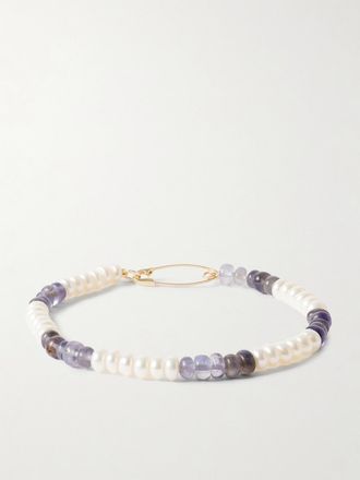 Loren Stewart Bracciale In Oro Con Iolite E Perle - Blu