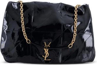 Saint Laurent Jamie 4.3 gewatteerde gelakte grote schoudertas - Zwart