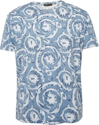Versace T-shirt met barokprint - Blauw
