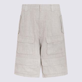 Misbhv Off White Linen Blend Cargo Shorts