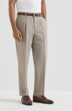 Brunello Cucinelli Virgin wool trousers in Brown at Nordstrom, Size 58 It