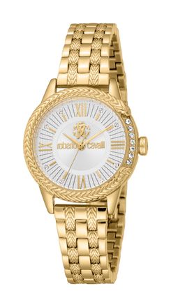 Roberto Cavalli Womens Women Stainless Steel Gold Color Watch - One Size