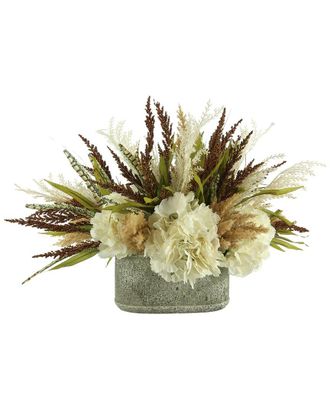 Creative Displays Inc. Fall Arrangement With Hydrangea And Pampas In A Ceramic Planter