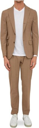 Eleventy Luxe Wollen Blend Single Breasted Pak - Heren - Business pakken - Bruin - 2XL - Wol - Kostuums