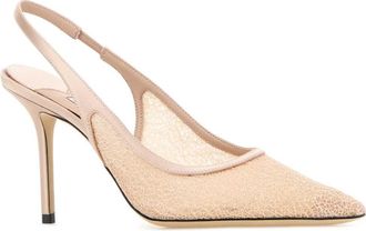 Jimmy Choo London Womens Love Sb 85 Slingback Pump Beige Fabric