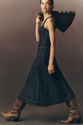 Pilcro Sleeveless Zip-Front Denim Midi Dress