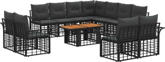 vidaXL Conjunto De Sof&aacute;s De Jard&iacute;n 12 Uds. Negro Y Gris Oscuro Vidaxl