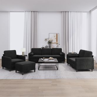 vidaXL Vidaxl - Juego De Sof&aacute;s Con Cojines 4 Piezas Terciopelo Negro