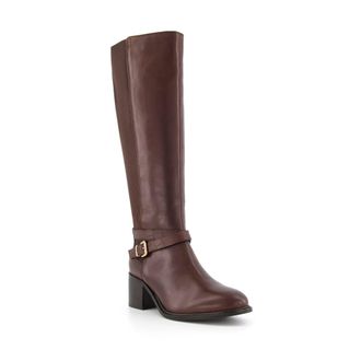 Dune London Womens Ladies Tildings - Ankle-Strap Knee-High Boots - Brown Leather (archived) - Size UK 4