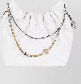 Tory Burch fleming mini hobo bag chain pearls