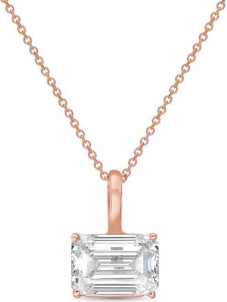 Diana M. Jewels 14kt rose gold lab grown east/west emerald cut diamond pendant weighing 1.00 ct on a solid bail