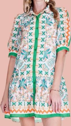 Jade Yoga The Tropical Punch Shirt Mini Dress In Green