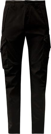 C.P. Company Stretch Satijnen Cargobroek - Heren - Slim Fit Broeken - Zwart - XL - Satijn - Broeken