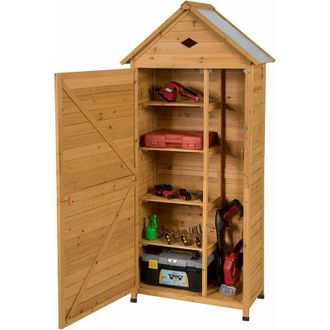 Costway Armadio da Esterno in Legno, Portastrumenti, Casetta da Giardino per Attrezzi 177 x 80 x 45 cm - Costway