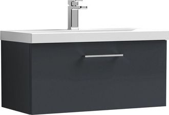 Nuie Nuie - Arno Wall Hung 1-Drawer Vanity Unit with Basin-1 800mm Wide - Satin Anthracite
