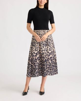 Ellen Tracy Womens Twofer Mockneck Dress