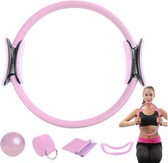 OEM Aro De Pilates - Pelota De Pilates - Set De Aros De Yoga - Accesorios De Fitness Para El Hogar - Kit Completo Para Desarrollar M&uacute;sculo - Rosa
