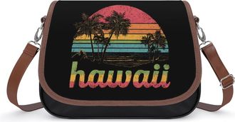 Generic Hawaii Hawaiian Crossbody Bags for Women Fashion Leather Shoulder Handbags With Adjustable Strap