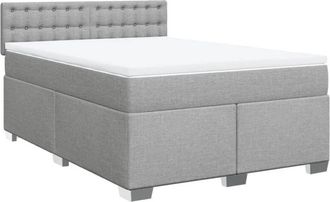vidaXL Vidaxl - Cama Box Spring Con Colch&oacute;n Tela Gris Claro 140x200 Cm